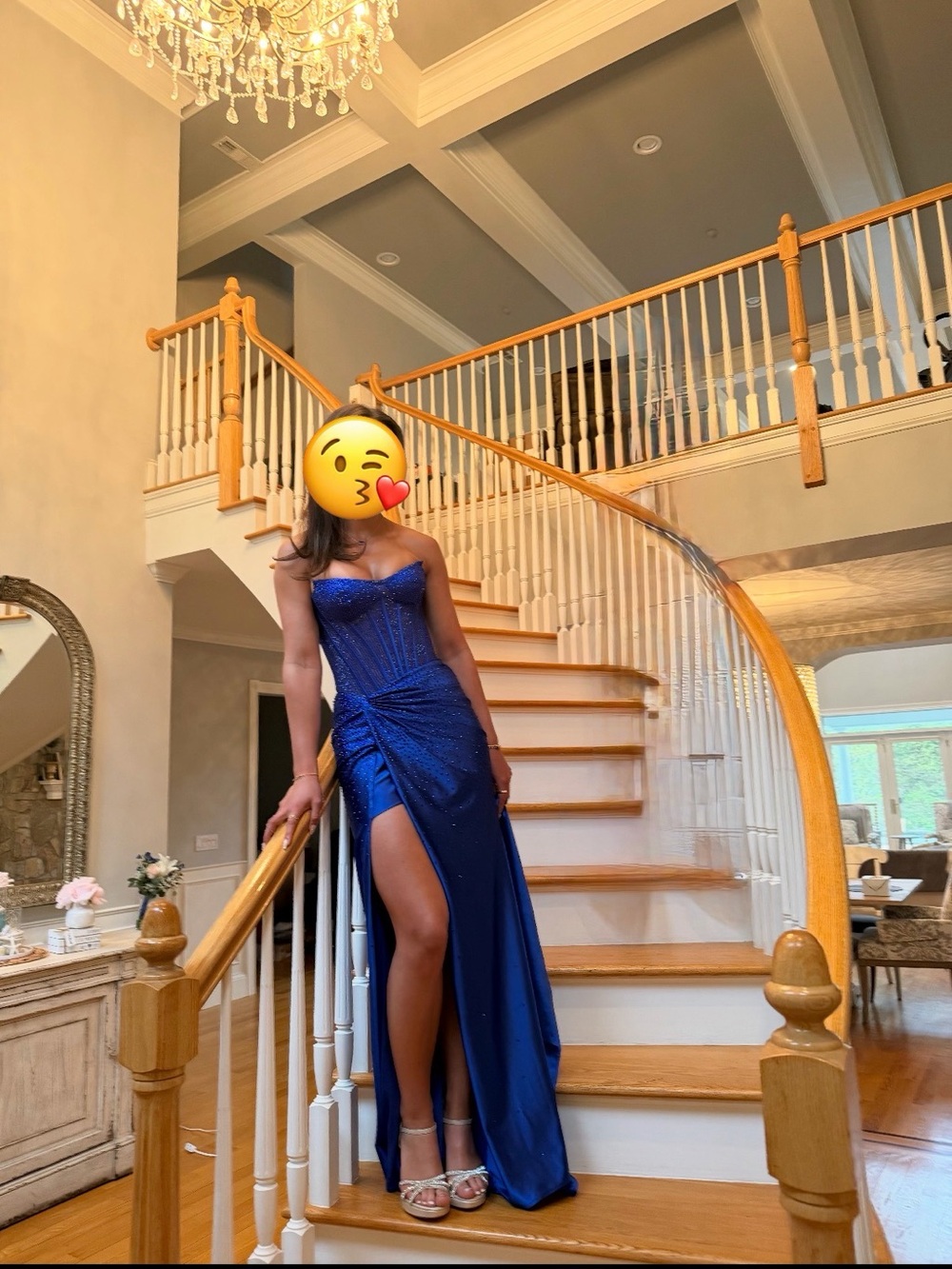 Designer exclusive - size 0 - Royal Blue Evening Gown with Side Slit